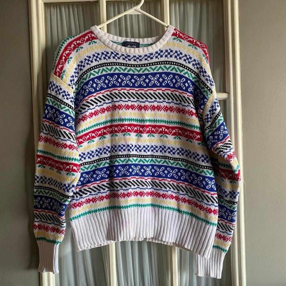 Vintage 1980s Allen solly cotton rainbow festive sweater